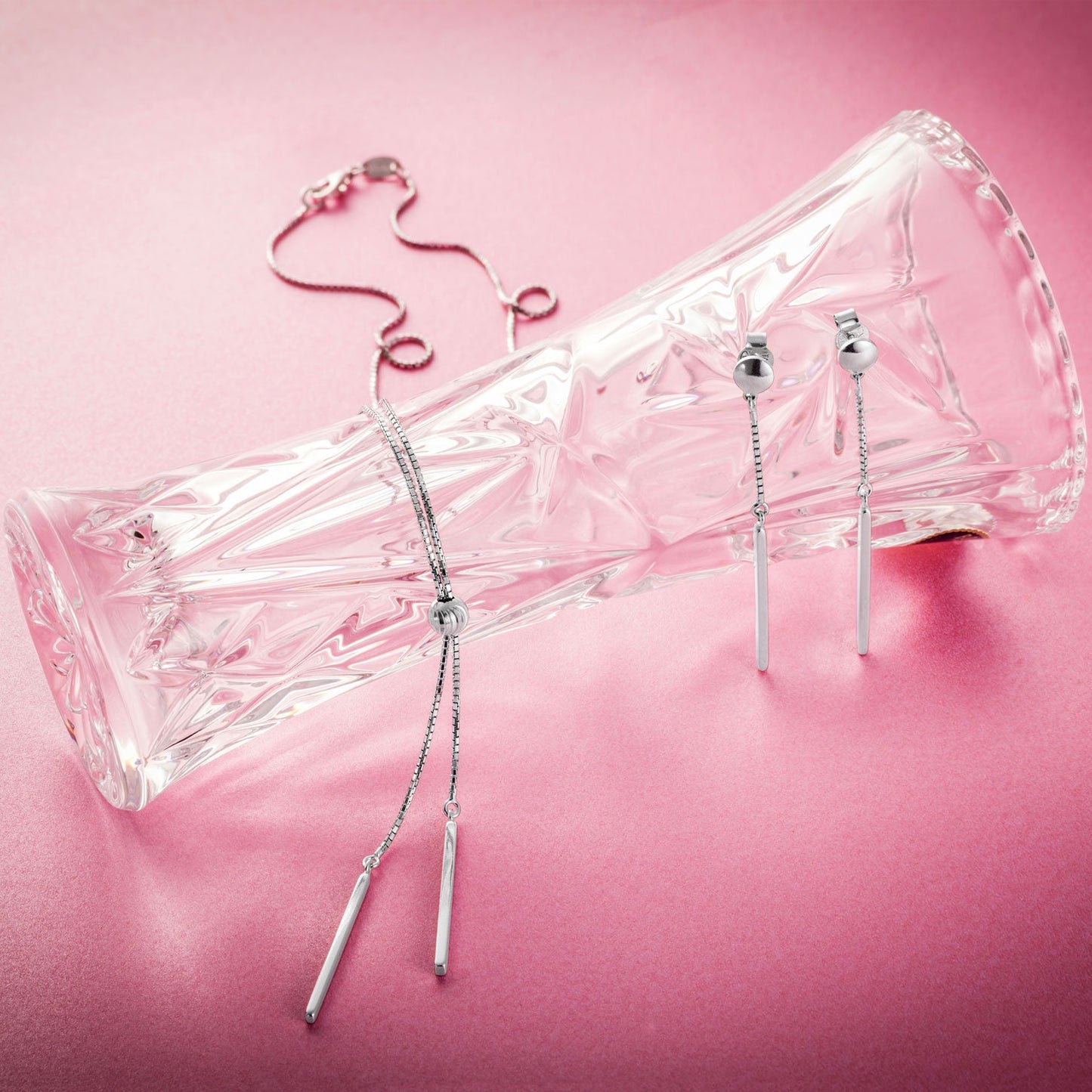 Minimalist Bar Necklace Lariat & Earrings