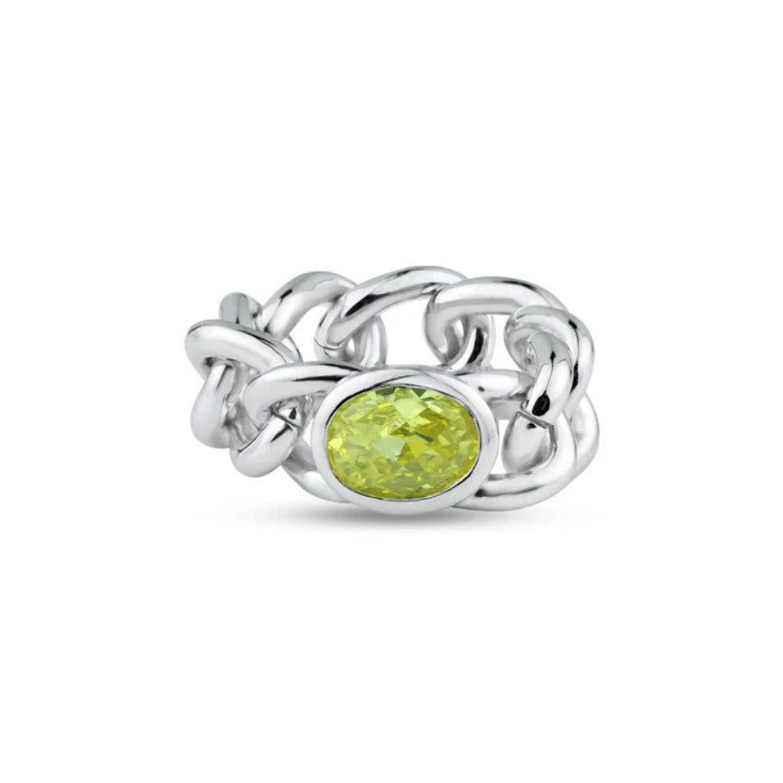 Peridot Chain Link Ring