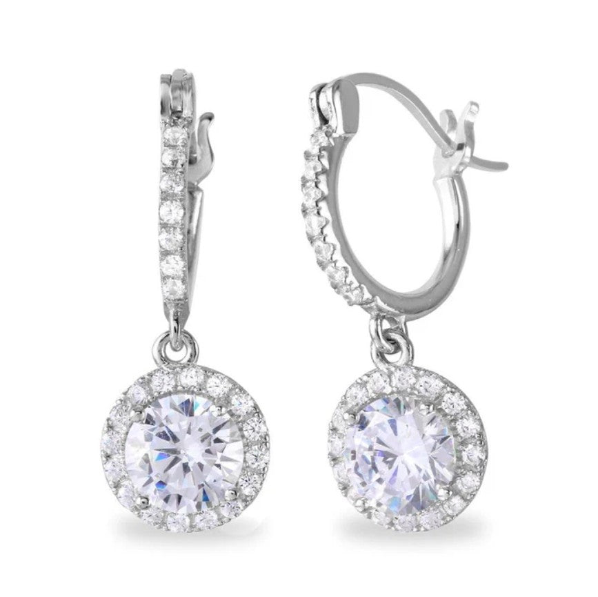 Micro Pavé Halo Dangle Earrings