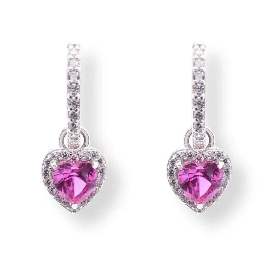 Pink Heart Earrings with Dazzling Halo