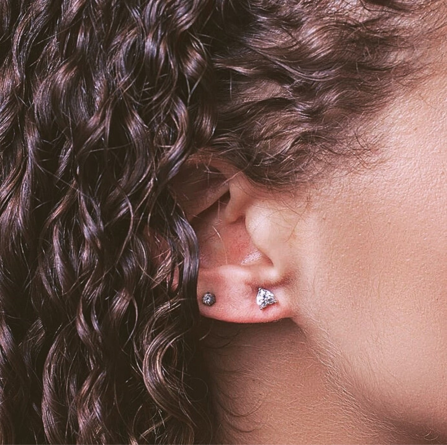 Round Square Heart Moissanite Stud Earrings