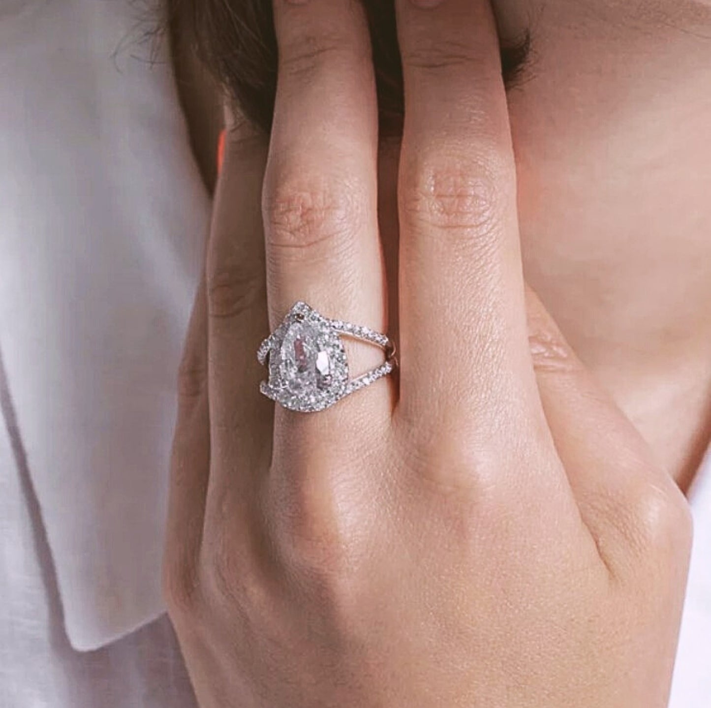 Pear Shaped Double Shank Engagement Ring