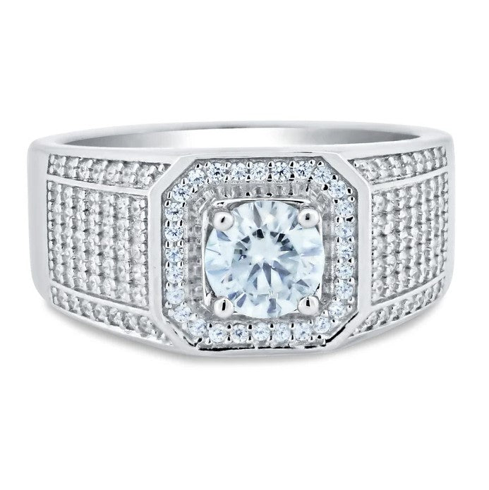 Men's 1 Carat Moissanite Encrusted Ring - 11.5mm