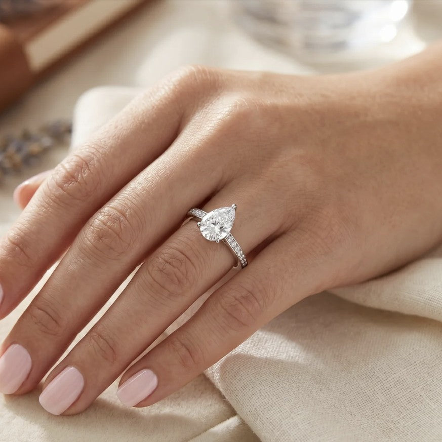 Moissanite Pear Engagement Ring