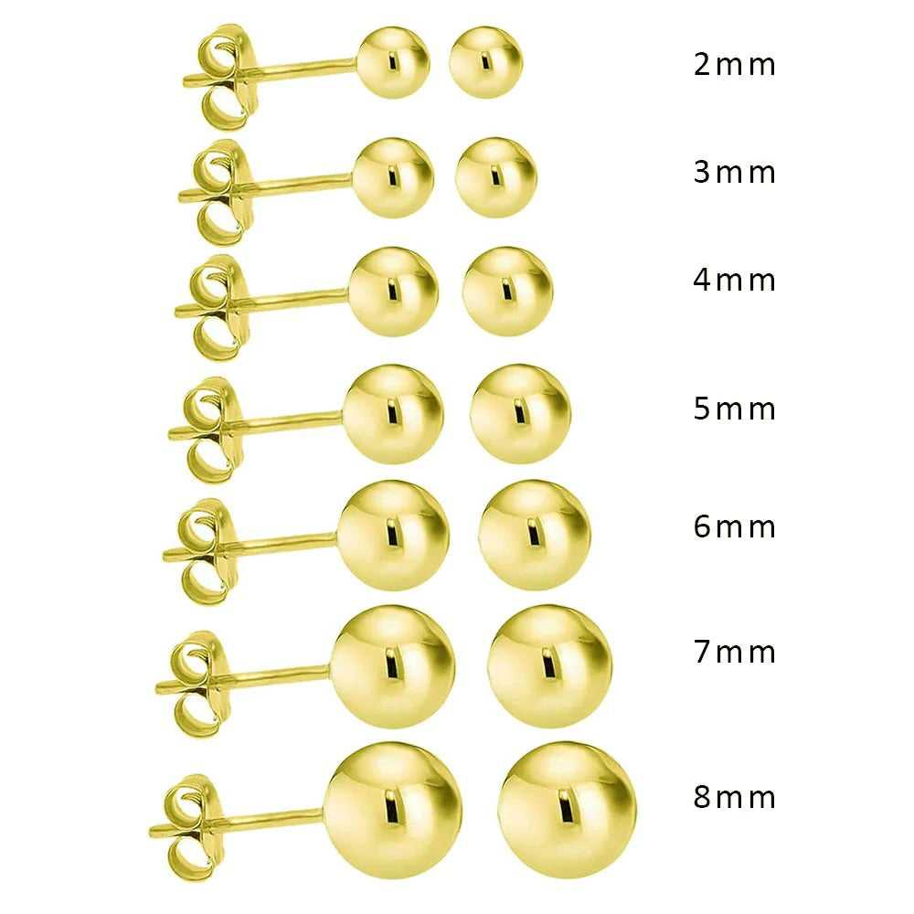 14K Gold Ball Stud Earrings