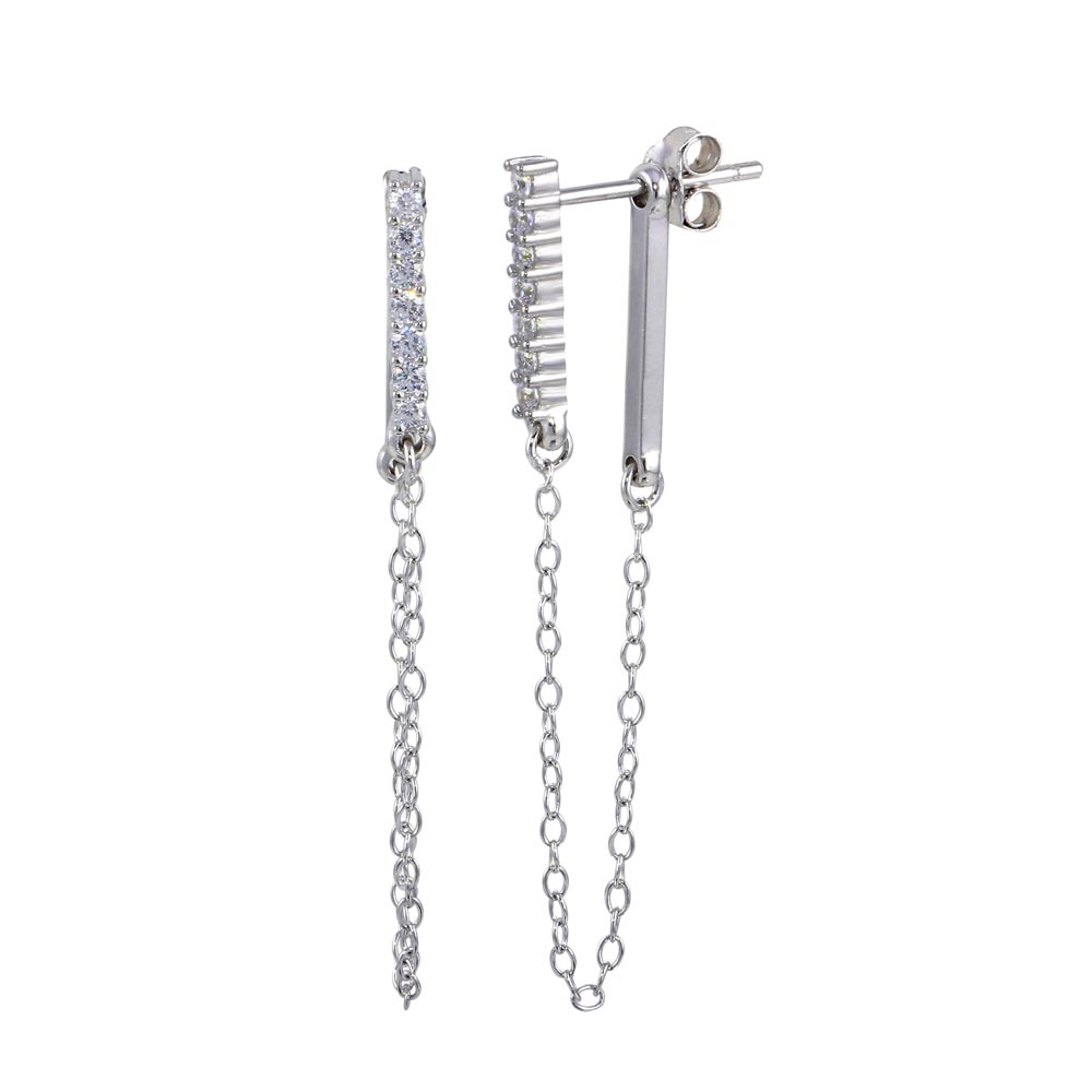 Pavé Bar & Chain Earrings