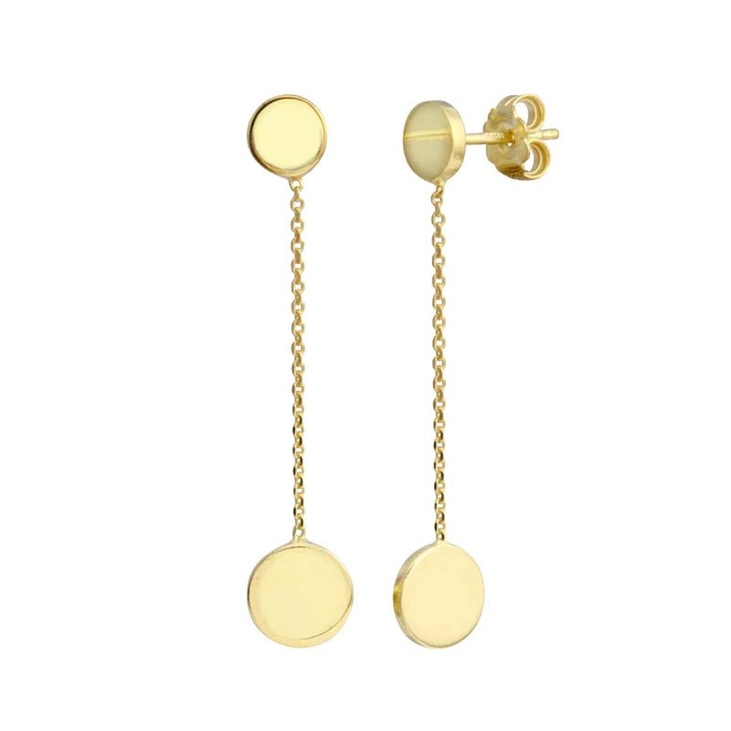 Gold Disc Chain Earrings