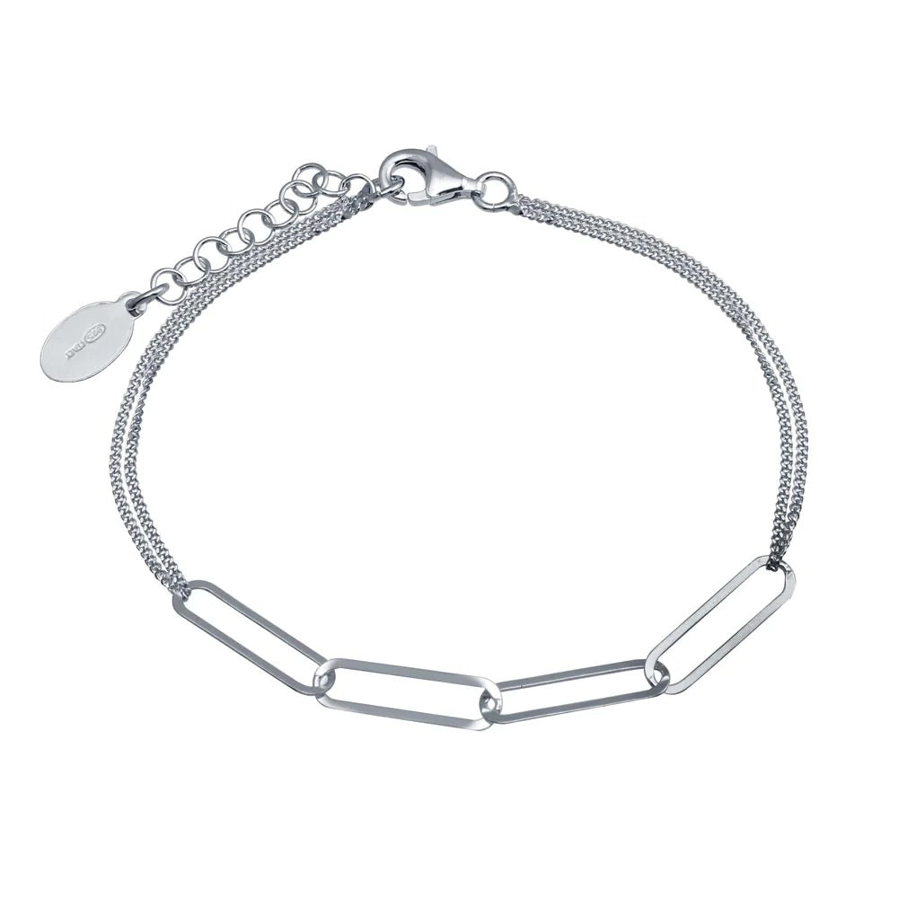 White Gold Plated Thin Curb Link Chain Bracelet