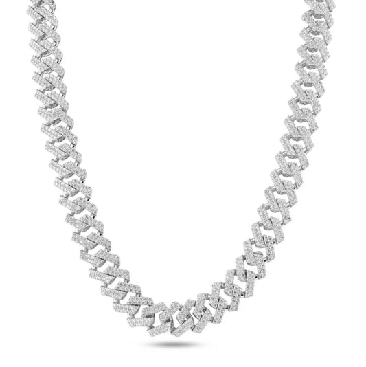 Silver Iced Out Cuban Link Chain - 10.2mm