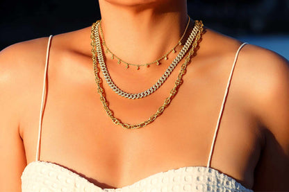 Choker, Cuban, Mariner Necklace Stack