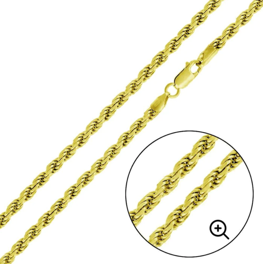Gold Plated Rope Chain – Lilies and Crown
