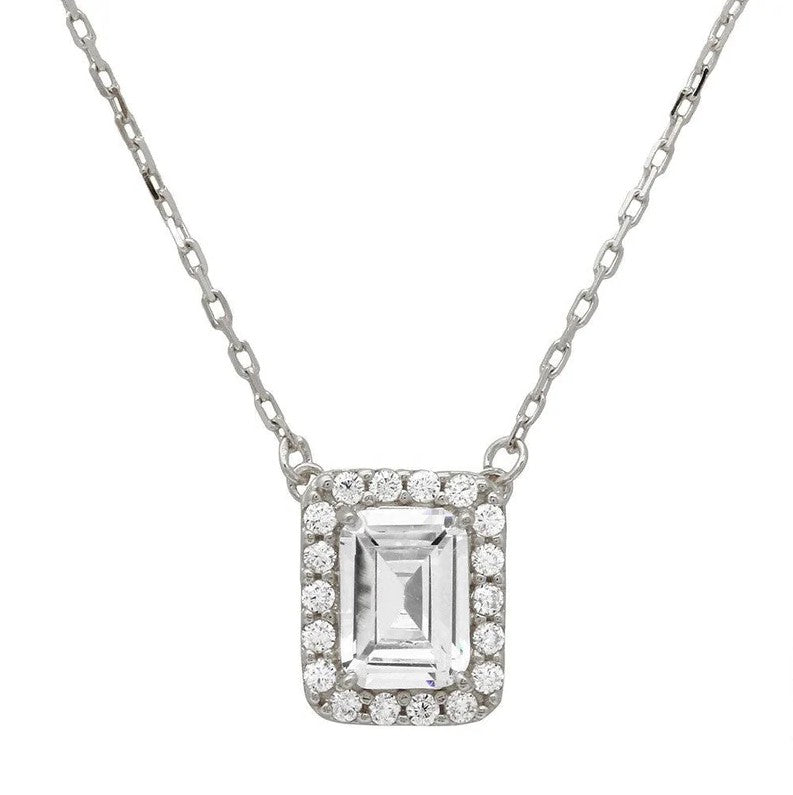 Emerald Cut Gemstone Necklace