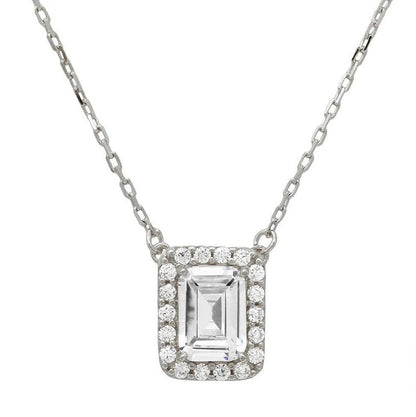 Emerald Cut Gemstone Necklace