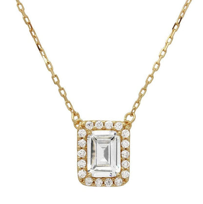 Emerald Cut Gemstone Necklace