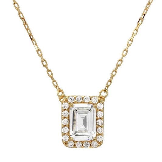 Emerald Cut Gemstone Necklace