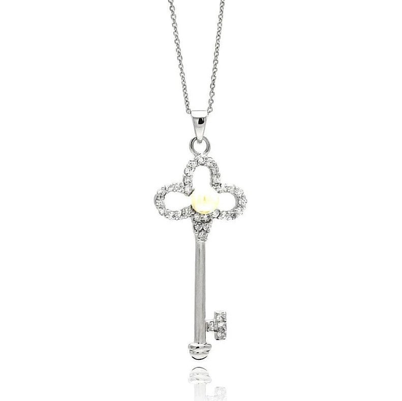 The Classic Flower Key Pearl Necklace