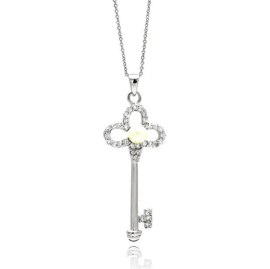 The Classic Flower Key Pearl Necklace