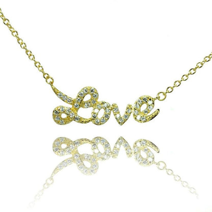 The Golden Love Pavé Script Necklace