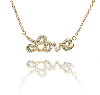 The Golden Love Pavé Script Necklace