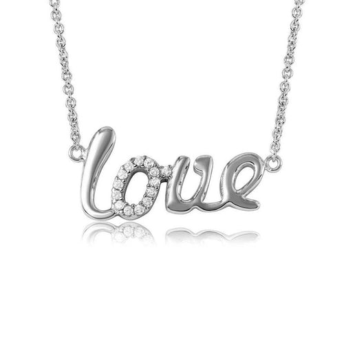 The High Polish Love Pavé Script Necklace