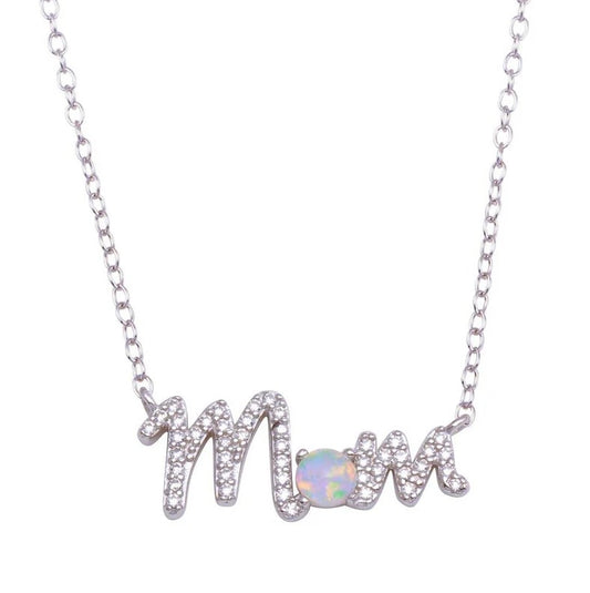 The Mom Script Opal Necklace