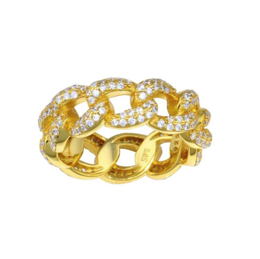 Gold Curb Link Ring - 7.3mm