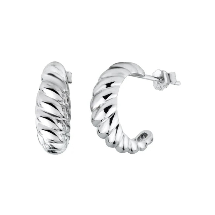 Silver Croissant Hoops
