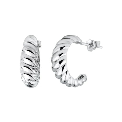 Silver Croissant Hoops