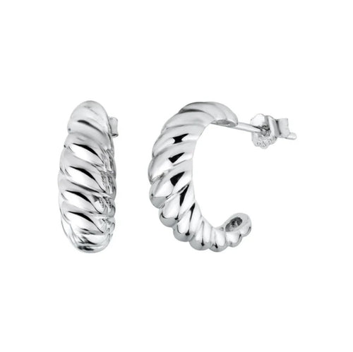 Silver Croissant Hoops