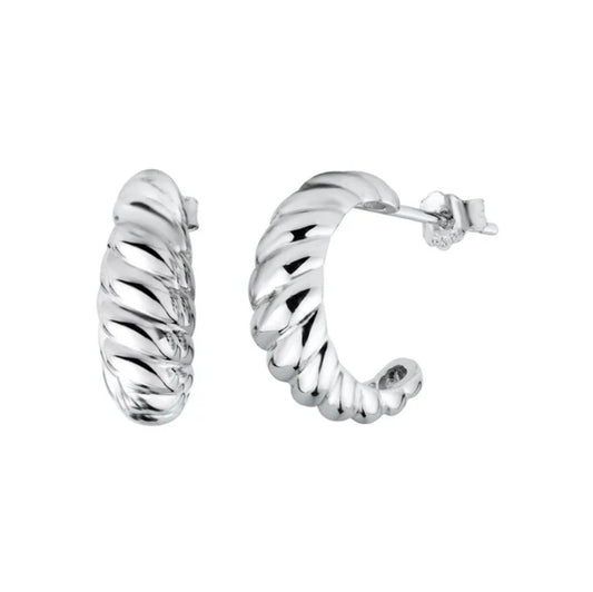 Silver Croissant Hoops