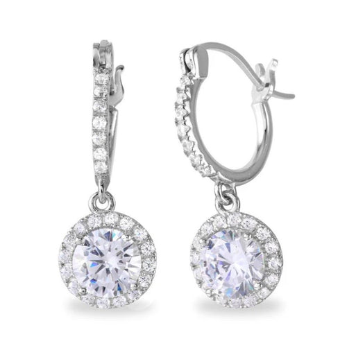 Micro Pavé Halo Dangle Earrings