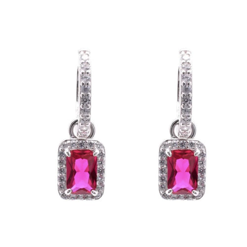 Emerald Cut Ruby Earrings