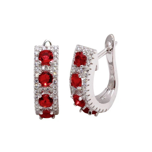 Ruby Gemstone Hoops
