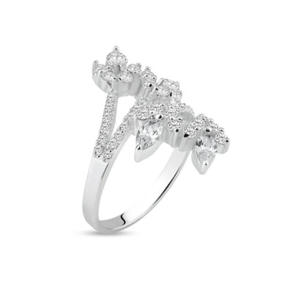 Silver Bloom Marquise-Cut Ring