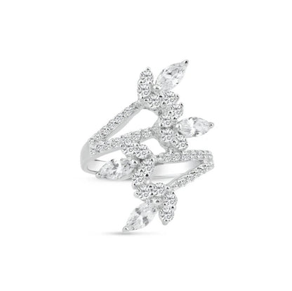 Silver Bloom Marquise-Cut Ring