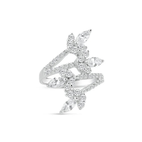 Silver Bloom Marquise-Cut Ring