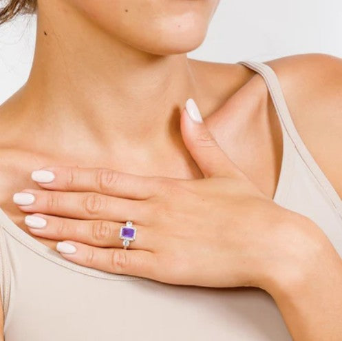 Lavender Amethyst Halo Ring