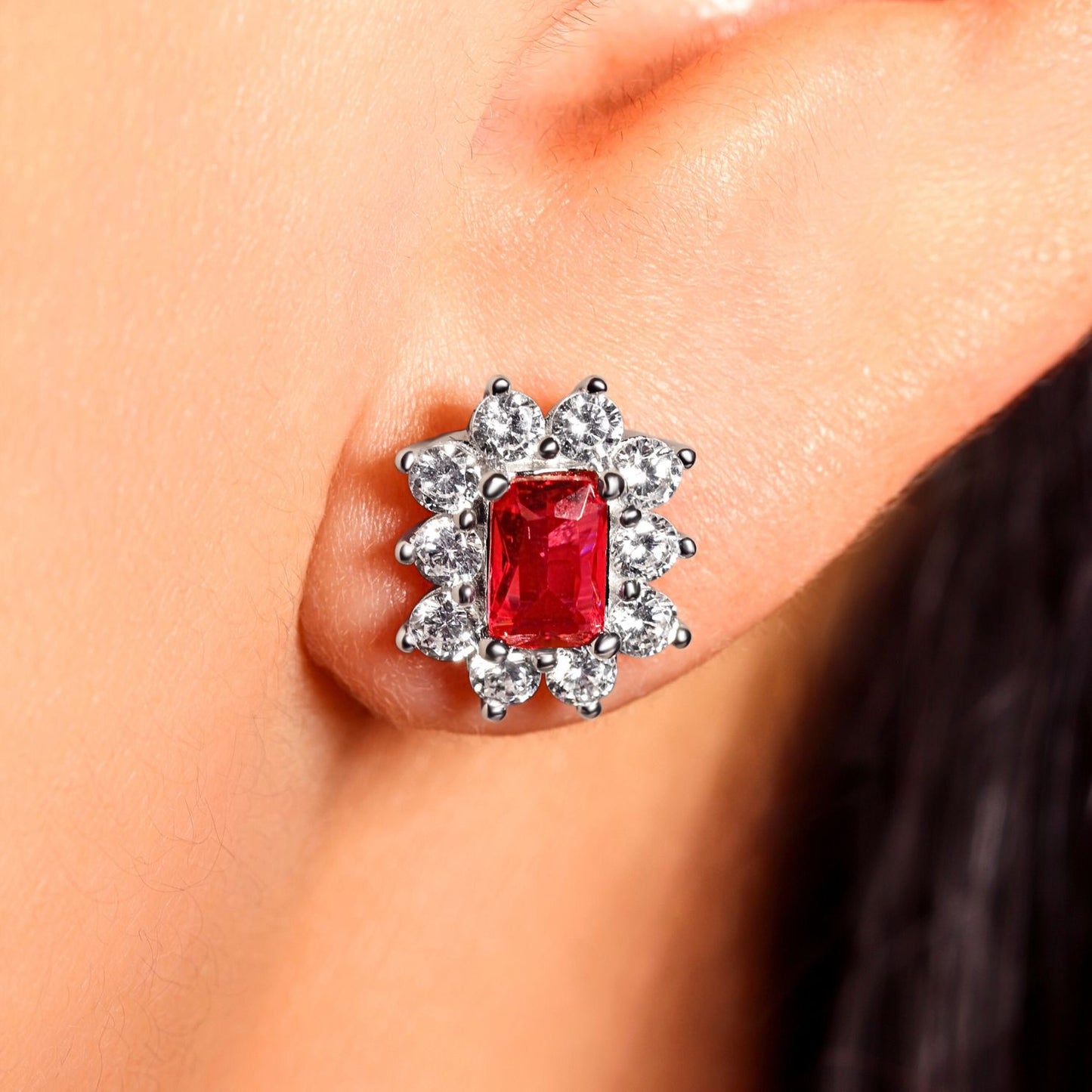 Gemstone Halo Earrings & Necklace