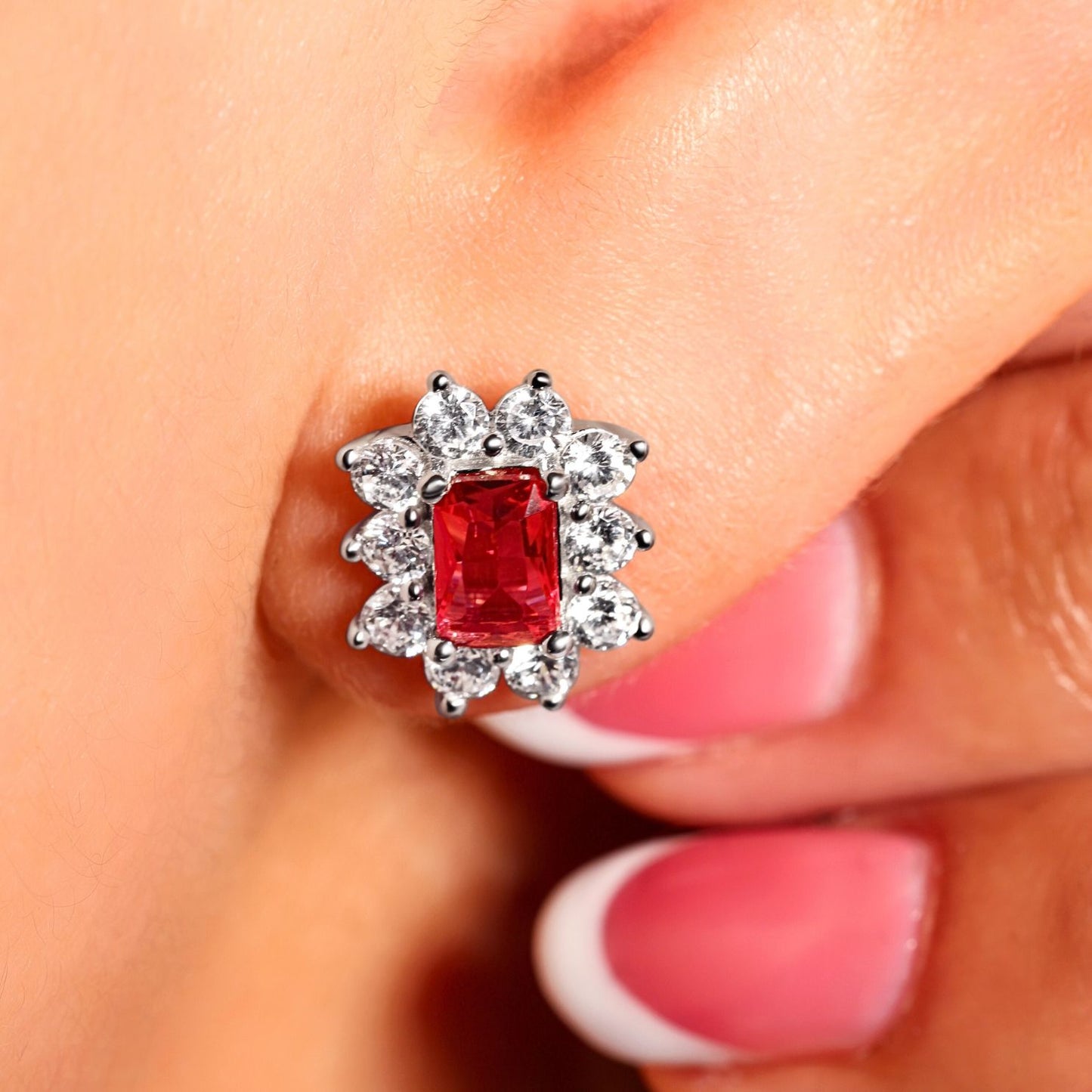 Gemstone Halo Earrings & Necklace