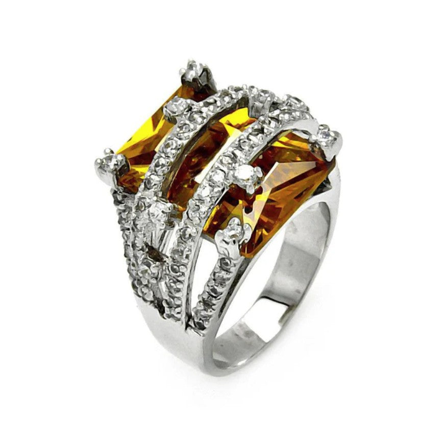 Citrine Multi-Row Cocktail Ring