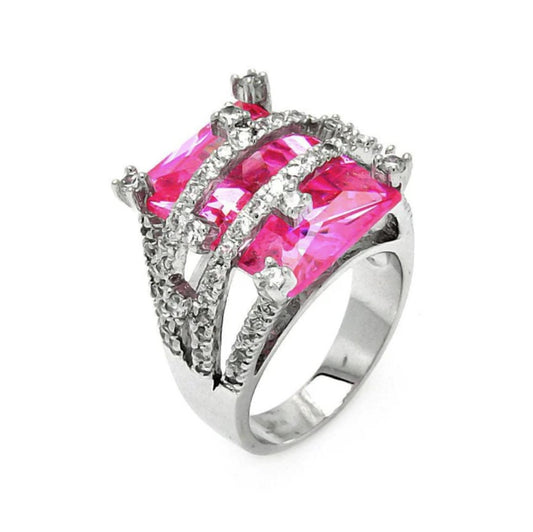 Pink Sapphire Multi-Row Cocktail Ring