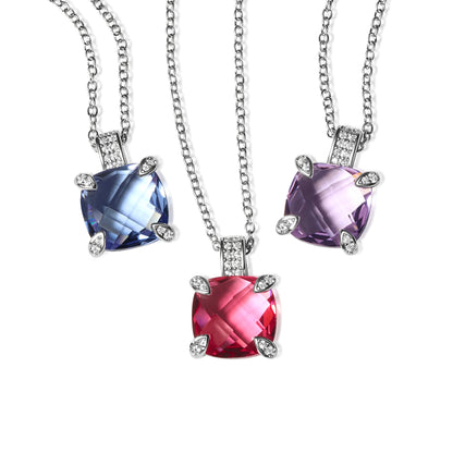 Blue & Pink Sapphire, Amethyst Necklace