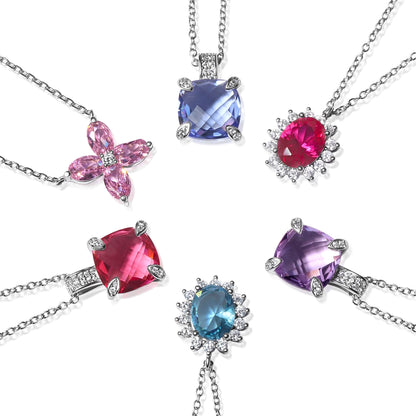Blue & Pink Sapphire, Amethyst Necklace
