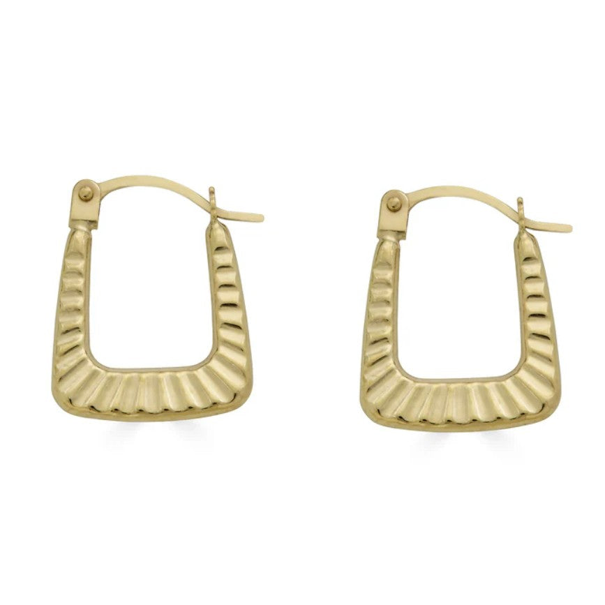 14K Solid Yellow Gold Square Huggie Earrings