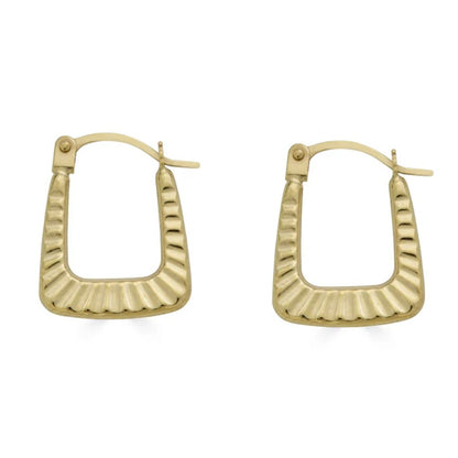 14K Solid Yellow Gold Square Huggie Earrings