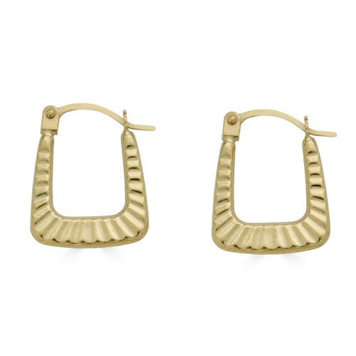 14K Solid Yellow Gold Square Huggie Earrings