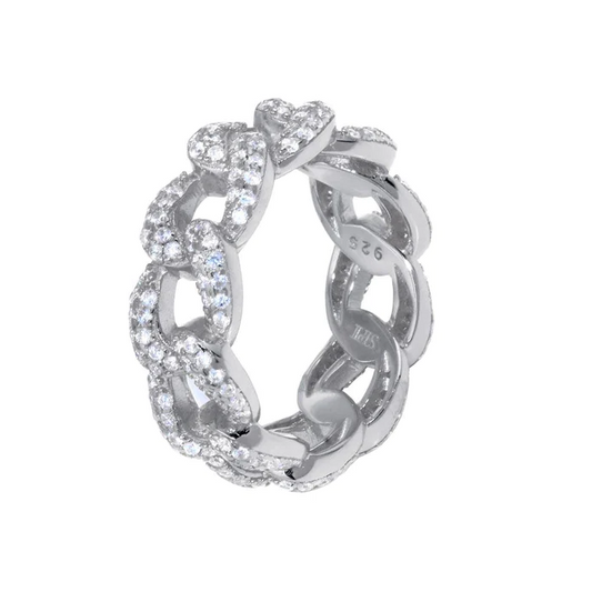 Silver Curb Link Ring - 7.3mm