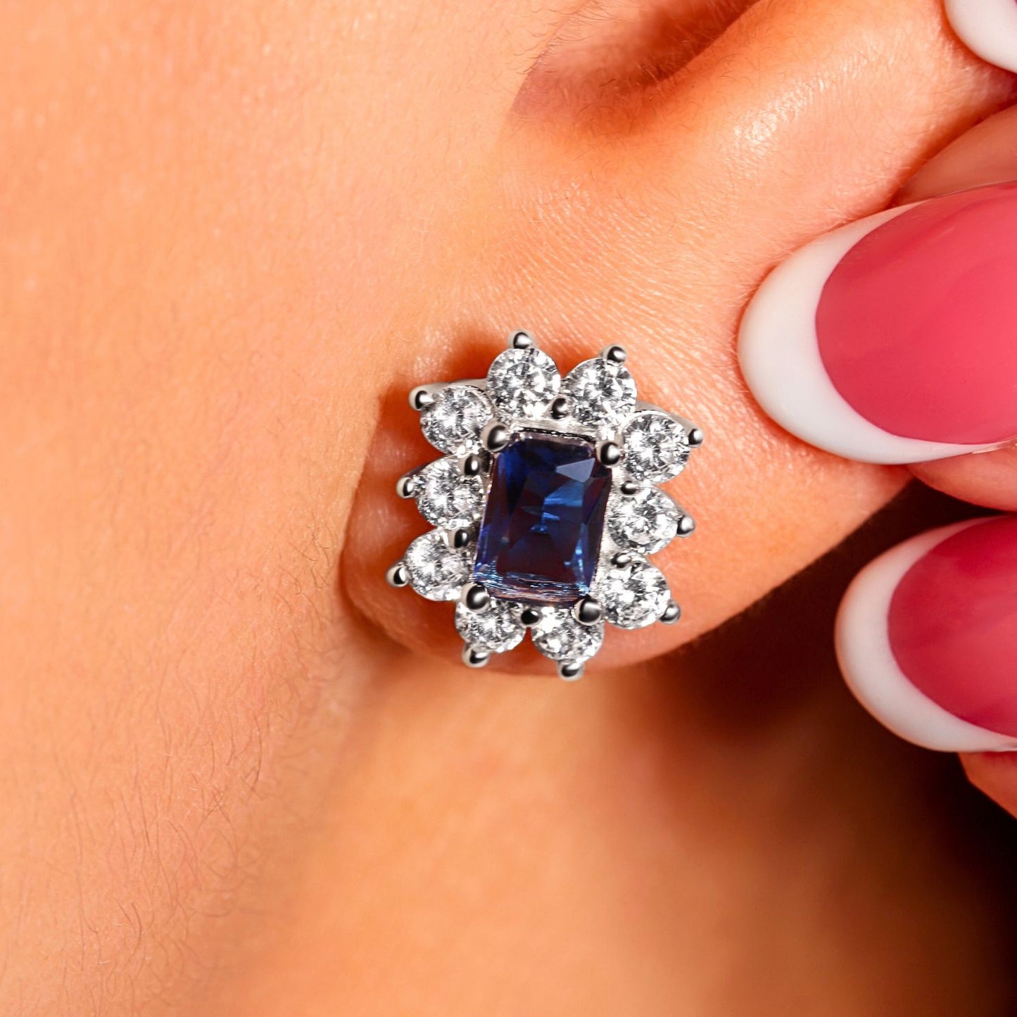 Gemstone Halo Earrings & Necklace