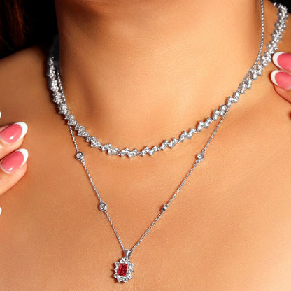 Gemstone Halo Earrings & Necklace