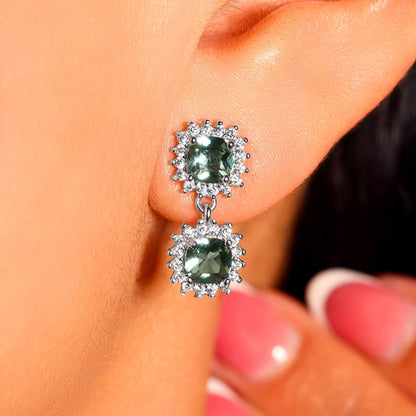 Blue Topaz Halo Necklace & Earrings